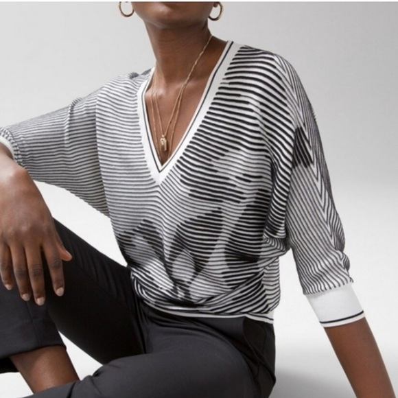 < White House Black Market Striped Sweater Top > - Picture 2 of 6